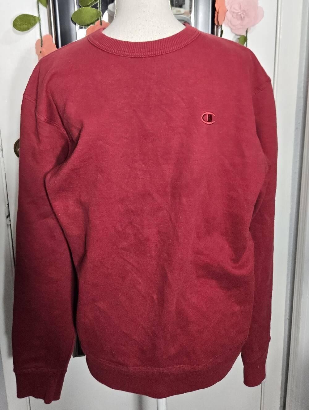 Champion Crew Neck Pullover Sweater Red Sz M Men